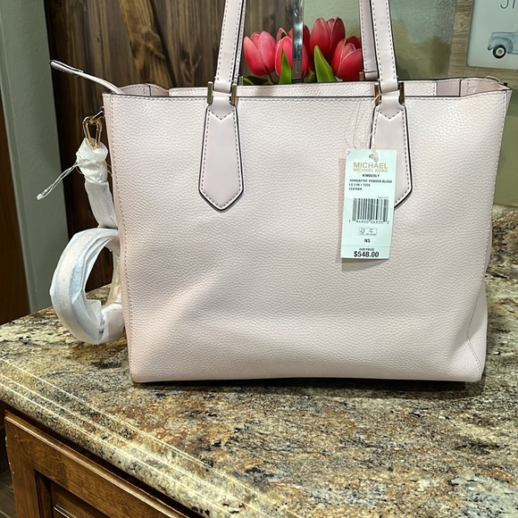 Michael Kors Charlotte Large 3-in-1 Tote Crossbody Handbag Leather Powder Blush - Picture 5 of 11